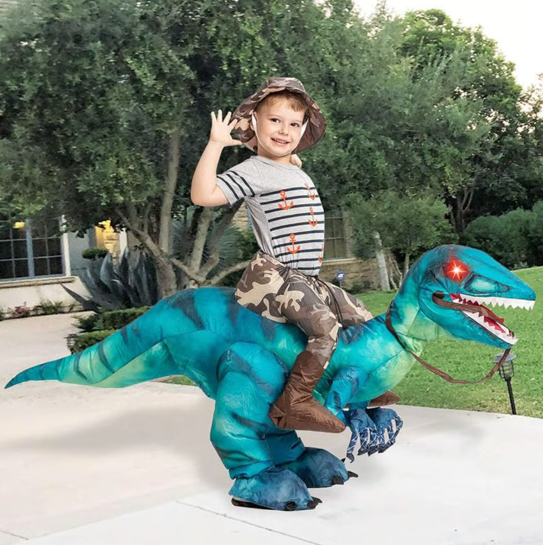 RaptorRun | Opblaasbaar dinosaurus kostuum - Stoer verkleedplezier voor elk avontuur