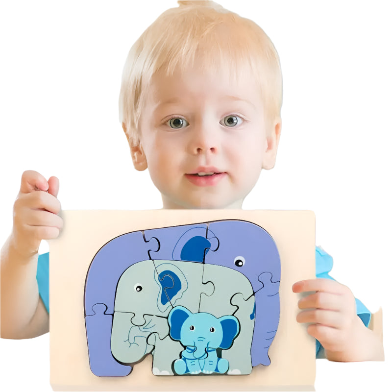 WildPuzzle | Divertimento animale - Puzzle Montessori in legno con animali