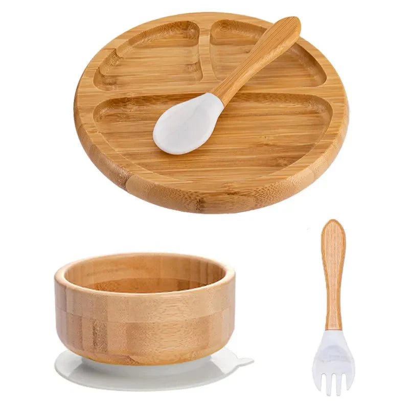 BambooGuard | Sicuro e Ecologico per Mangiare - Set di Piatti per Bambini con Ventosa