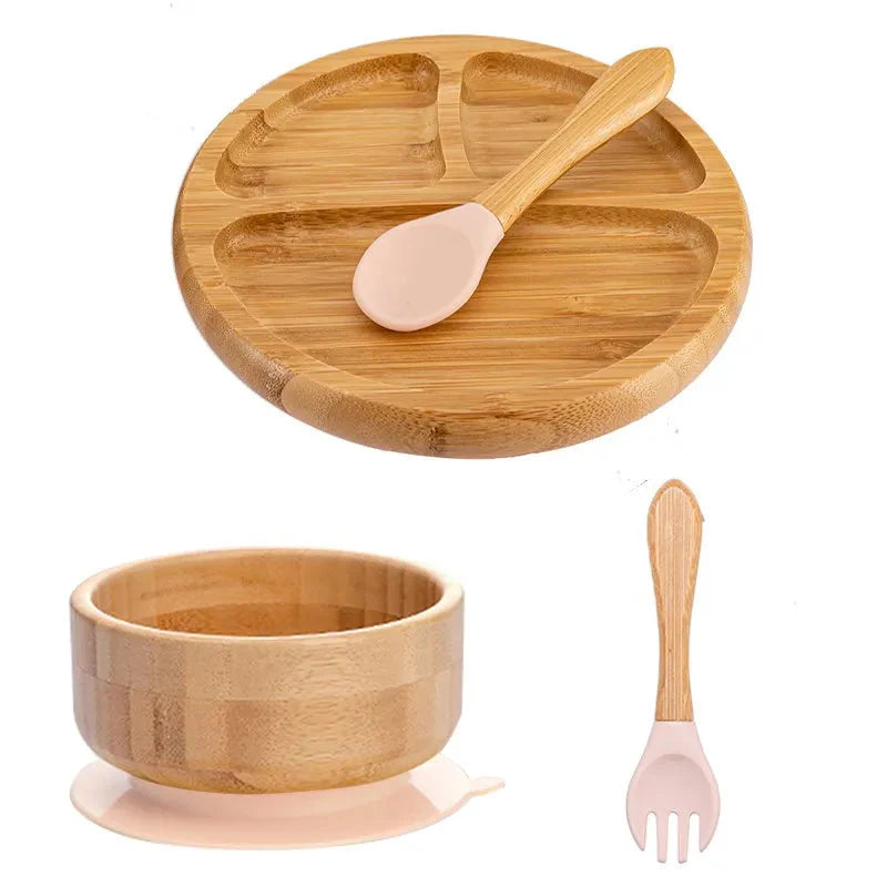 BambooGuard | Sicuro e Ecologico per Mangiare - Set di Piatti per Bambini con Ventosa