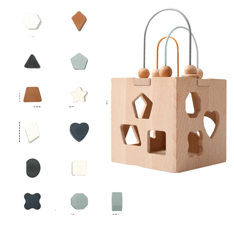 GeoPlay | Formerkennung und Spaß - Holz- und Silikon-Sortierblock mit geometrischen Formen