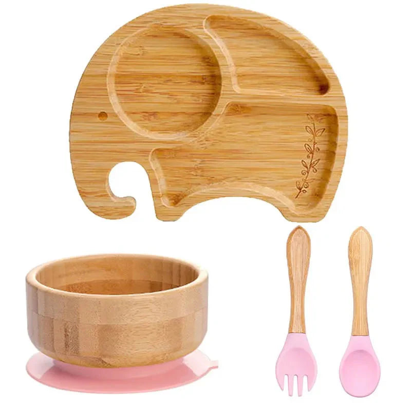 BambooGuard | Sicuro e Ecologico per Mangiare - Set di Piatti per Bambini con Ventosa