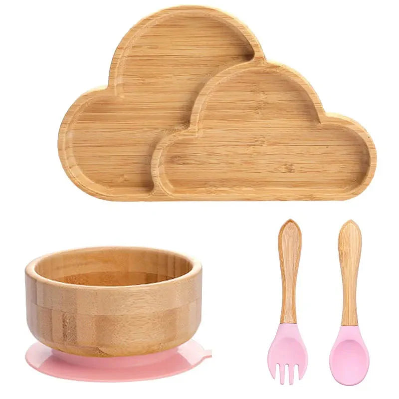 BambooGuard | Sicuro e Ecologico per Mangiare - Set di Piatti per Bambini con Ventosa