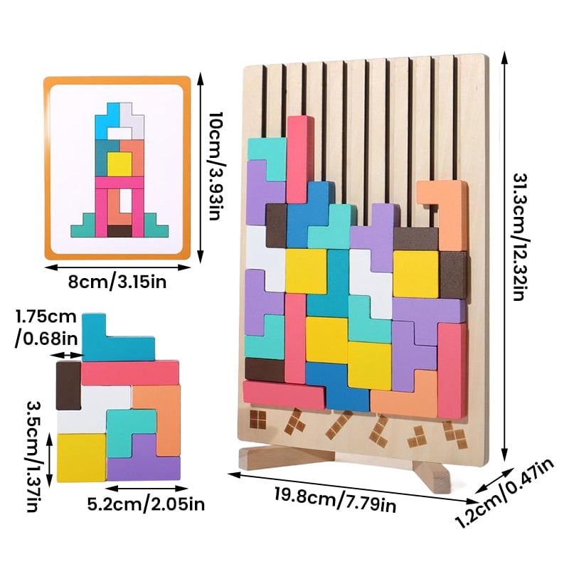 TetriLogic Houten Puzzel | 42 Stukken, Kinderen 3+ – Stimuleer Creativiteit en Probleemoplossend Denken 7
