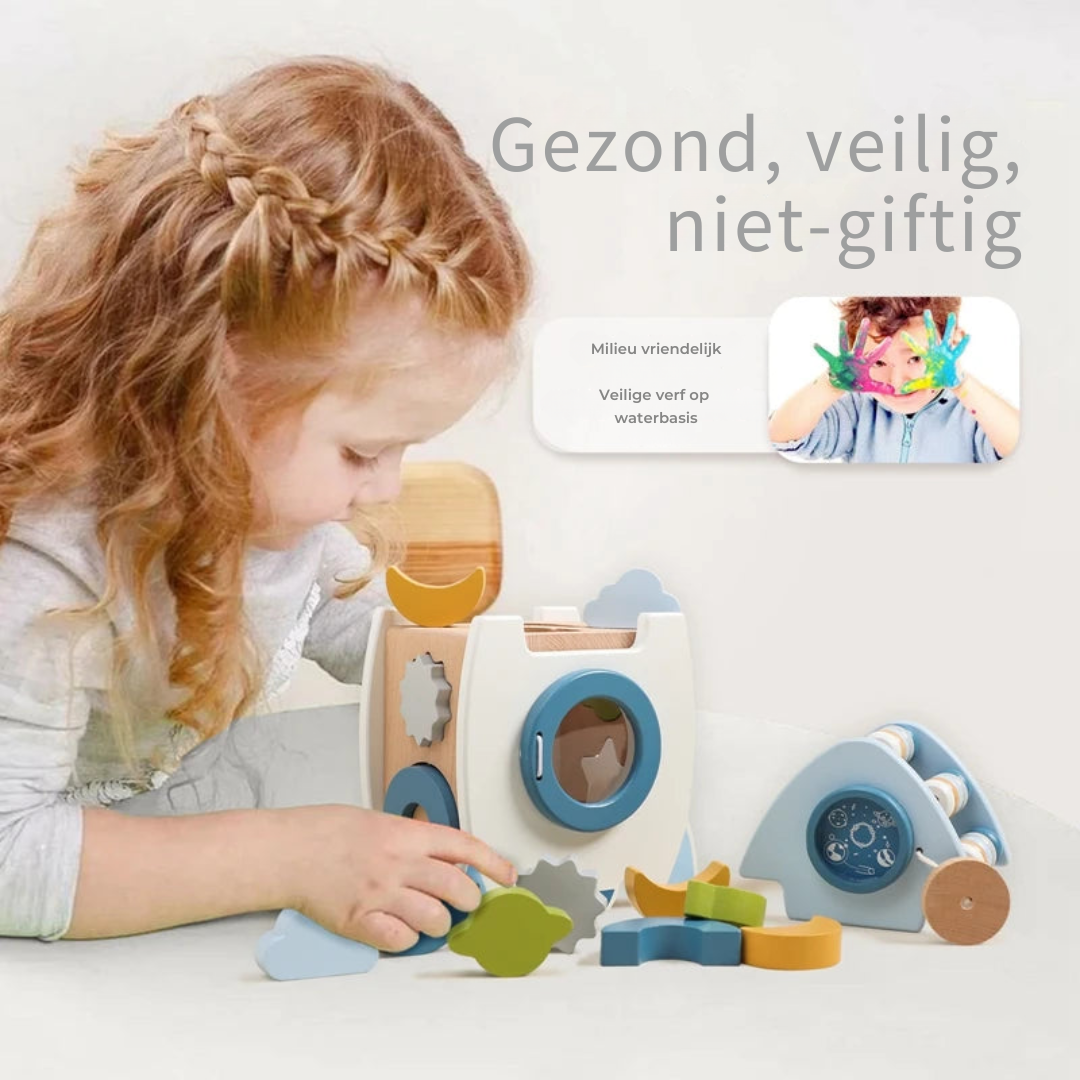 EcoToys SpaceBlocks | Educatie en Plezier - Houten Raket Blokken Set
