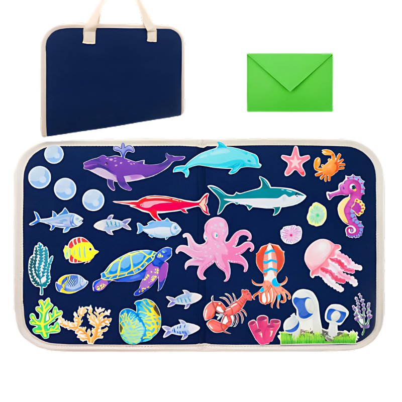 Montessori Feltro | Gioco tranquillo - Tavola educativa occupata con animali in feltro per bambini