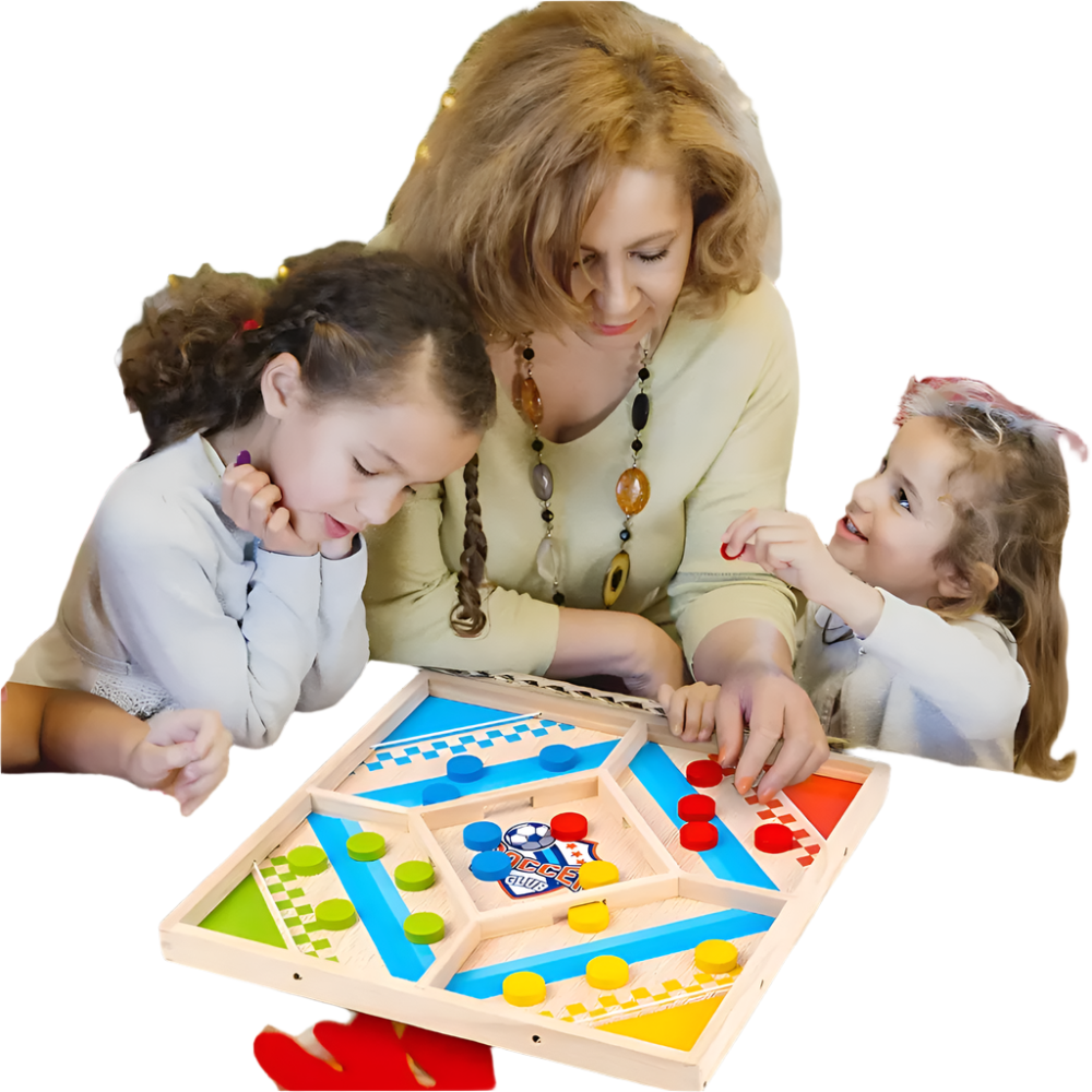 EcoToys EduPlay | Educatief en Vermakelijk - Houten 2-in-1 Bordspel voor Familiaal Plezier