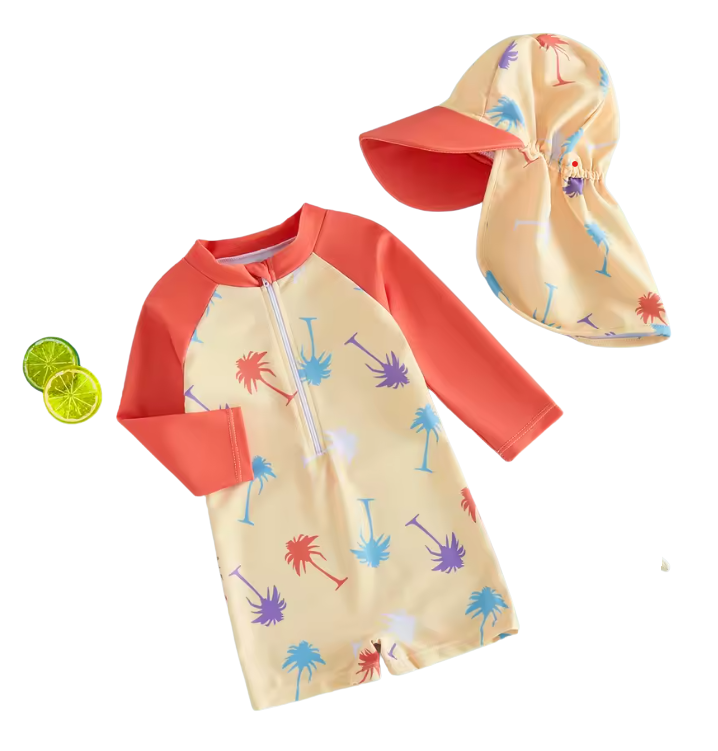 LittleSplash Guard | Set da nuoto UV per neonati con cappellino - Set costume da bagno protettivo per neonati con cappellino
