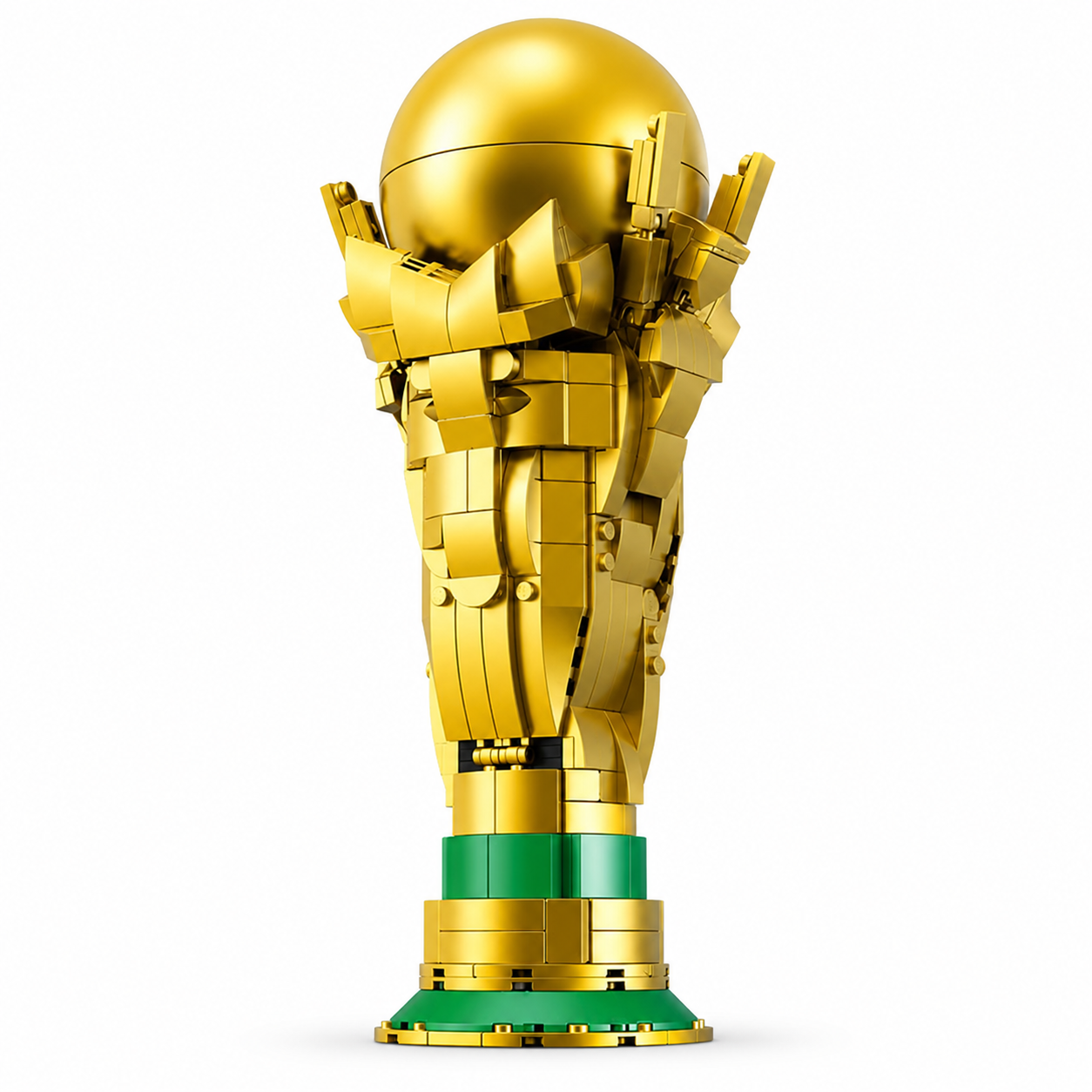 Ensemble de construction Trophée de football | Modèle d'exposition doré en briques pour collectionneurs