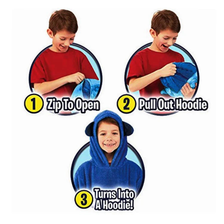 SnugglePals | Knus comfort - 2-w-1 dziecięca bluza z kapturem zwierzątko poduszka zabawka na zimę