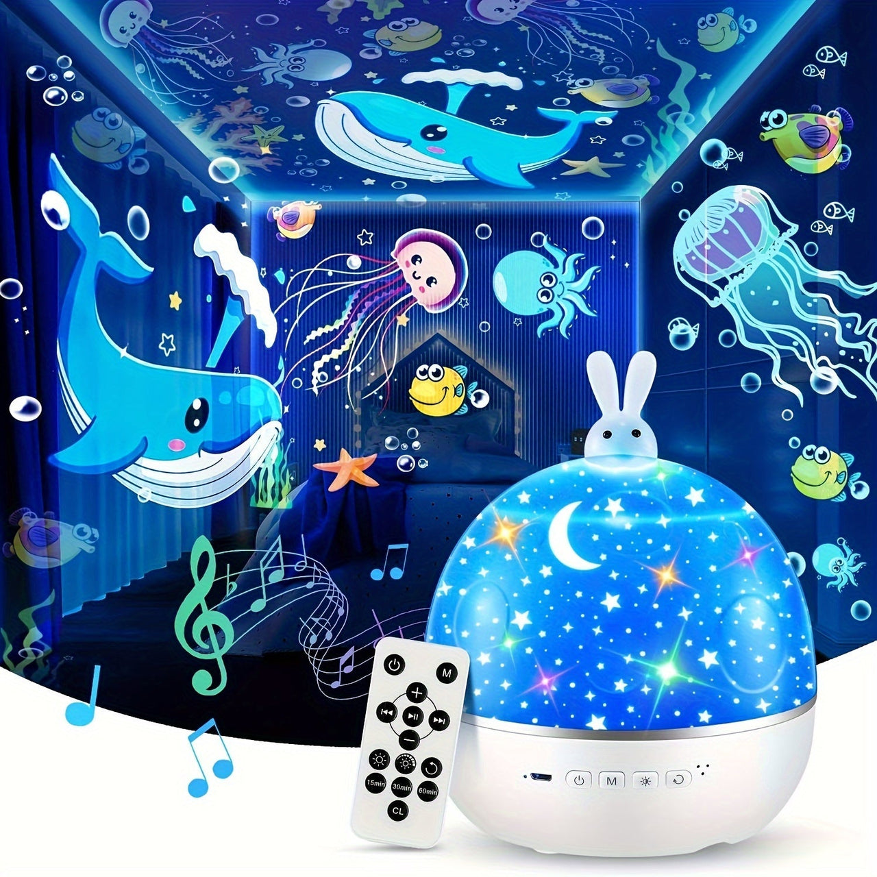 Proiettore DreamBunny | Trasforma la notte in un magico avventura stellare - Perfetto per le camere dei bambini