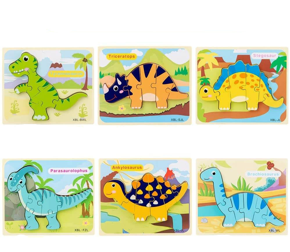 Ecotoys DinoPuz | Prähistorischer Spaß - Holz-Dinosaurier-Puzzleset