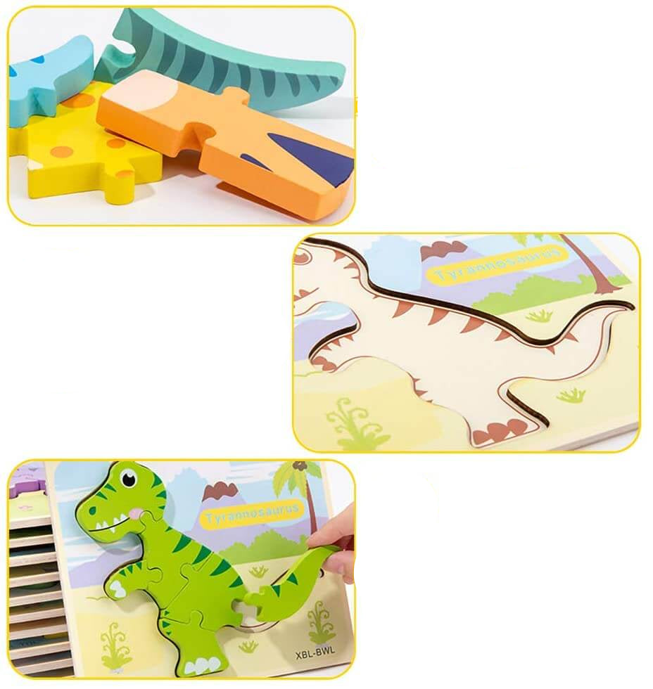 Ecotoys DinoPuz | Prähistorischer Spaß - Holz-Dinosaurier-Puzzleset