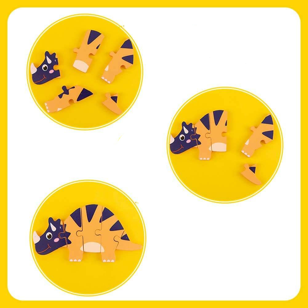 Ecotoys DinoPuz | Prähistorischer Spaß - Holz-Dinosaurier-Puzzleset
