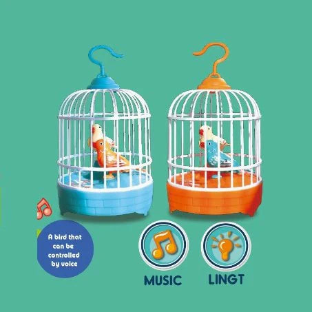 Gabbia per Uccelli Interattiva FeatherTune | Gabbia per Uccelli Gioca e Impara per Bambini - Funzione Luce e Suono