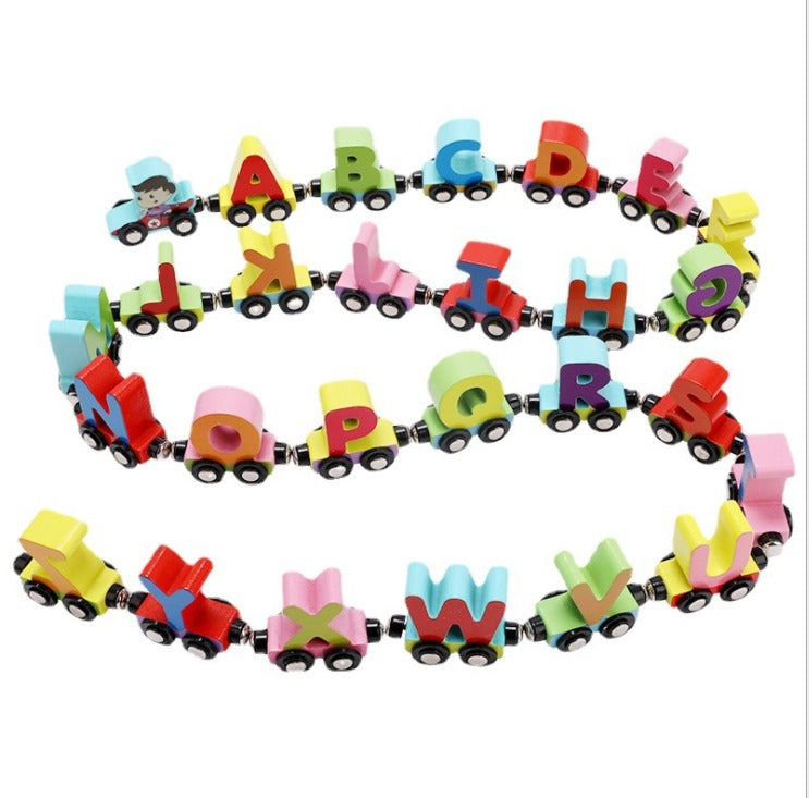 EcoToys Puzzle Train | Colorful fun - Educational wooden train with letters and numbers