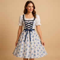 Thumbnail for Dirndl Jurk Dames Bloemenprint Korsetdetails | Traditioneel