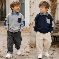 Thumbnail for Sweatshirt Jongens Denim Kraag Gebreid | Casual