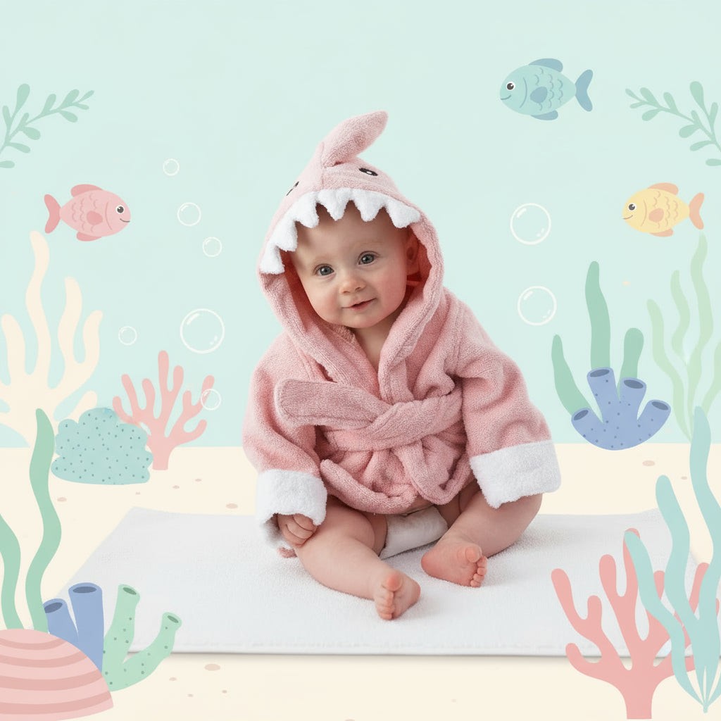 CozyNest badjas | Dierenprint badjas 70–110cm, 0–6 jaar – Zachte knuffelwarmte na het baden