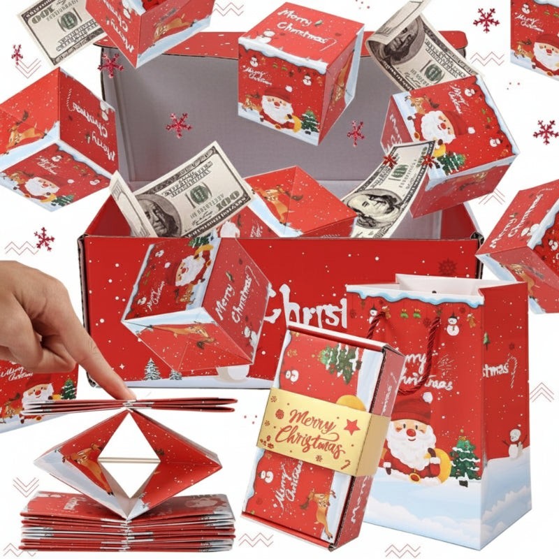 MerryPop Geldgeschenkbox | Kerstmis surprise doos rood & groen – Magisch geldcadeau verpakken