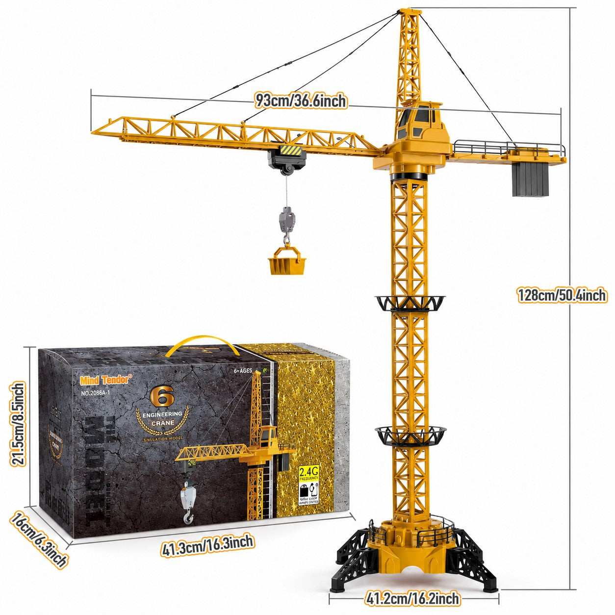 CranePro Torenkraan | RC afstandsbediening, LED-verlichting, 3+ – Bouw je eigen bouwplaats thuis