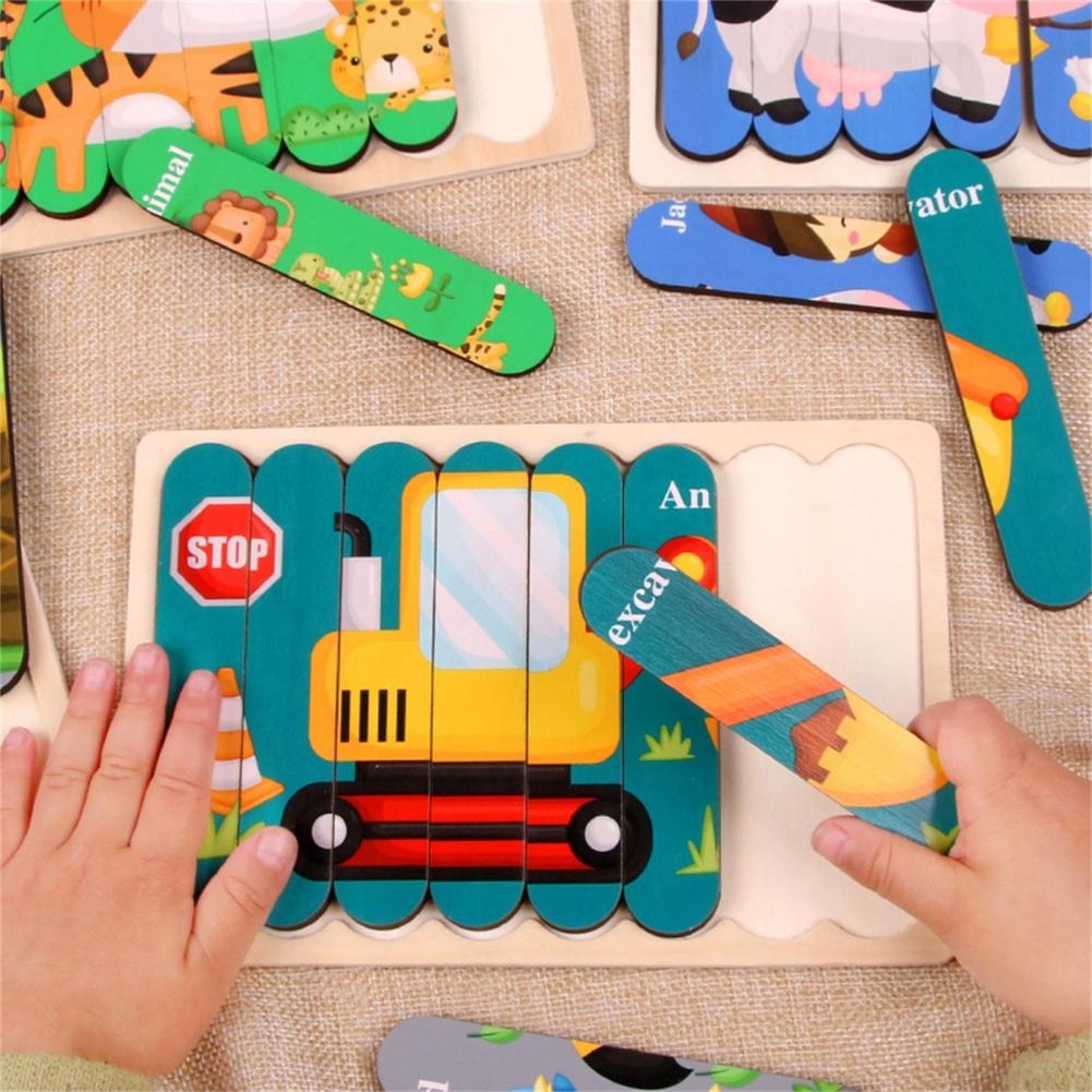 Ecotoys Wooden 3D Vehicle & Fruit Puzzles | Educational Toys for Creative Children - Learn and Play with Puzzles for Your Child