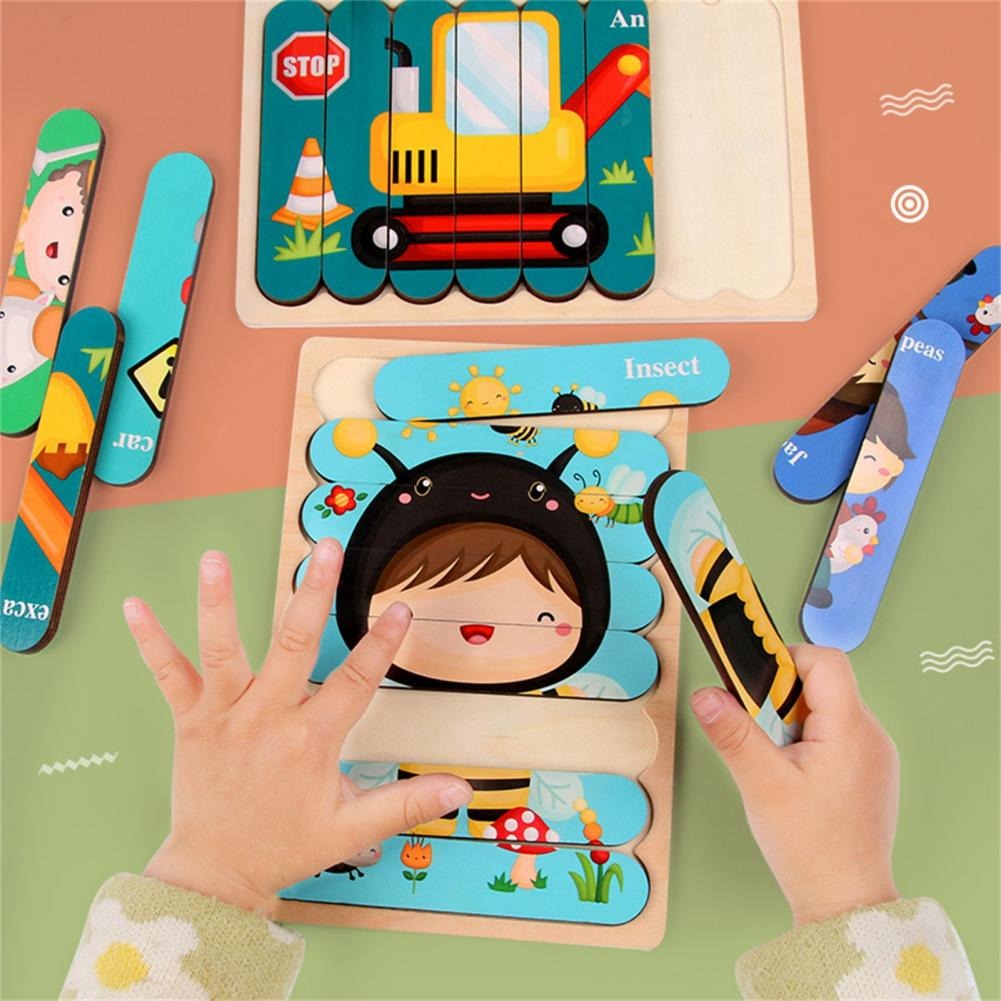 Ecotoys Wooden 3D Vehicle & Fruit Puzzles | Educational Toys for Creative Children - Learn and Play with Puzzles for Your Child