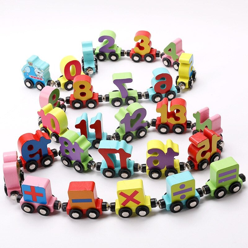 EcoToys Puzzle Train | Colorful fun - Educational wooden train with letters and numbers