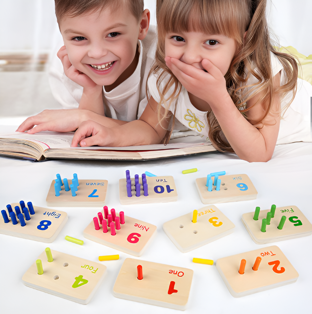Ecotoys CountWise | Spelenderwijs rekenen - Houten Montessori telbord voor peuters en kleuters!