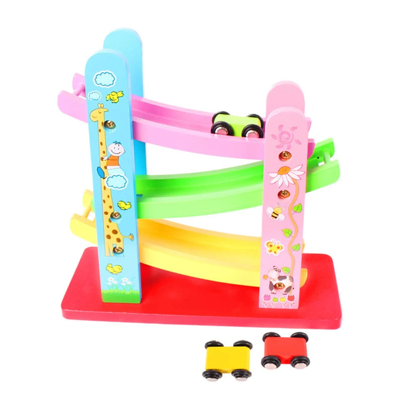 EcoToys Corrida & Brincadeira | Diversão Infinita - Pista de Corrida de Madeira Colorida