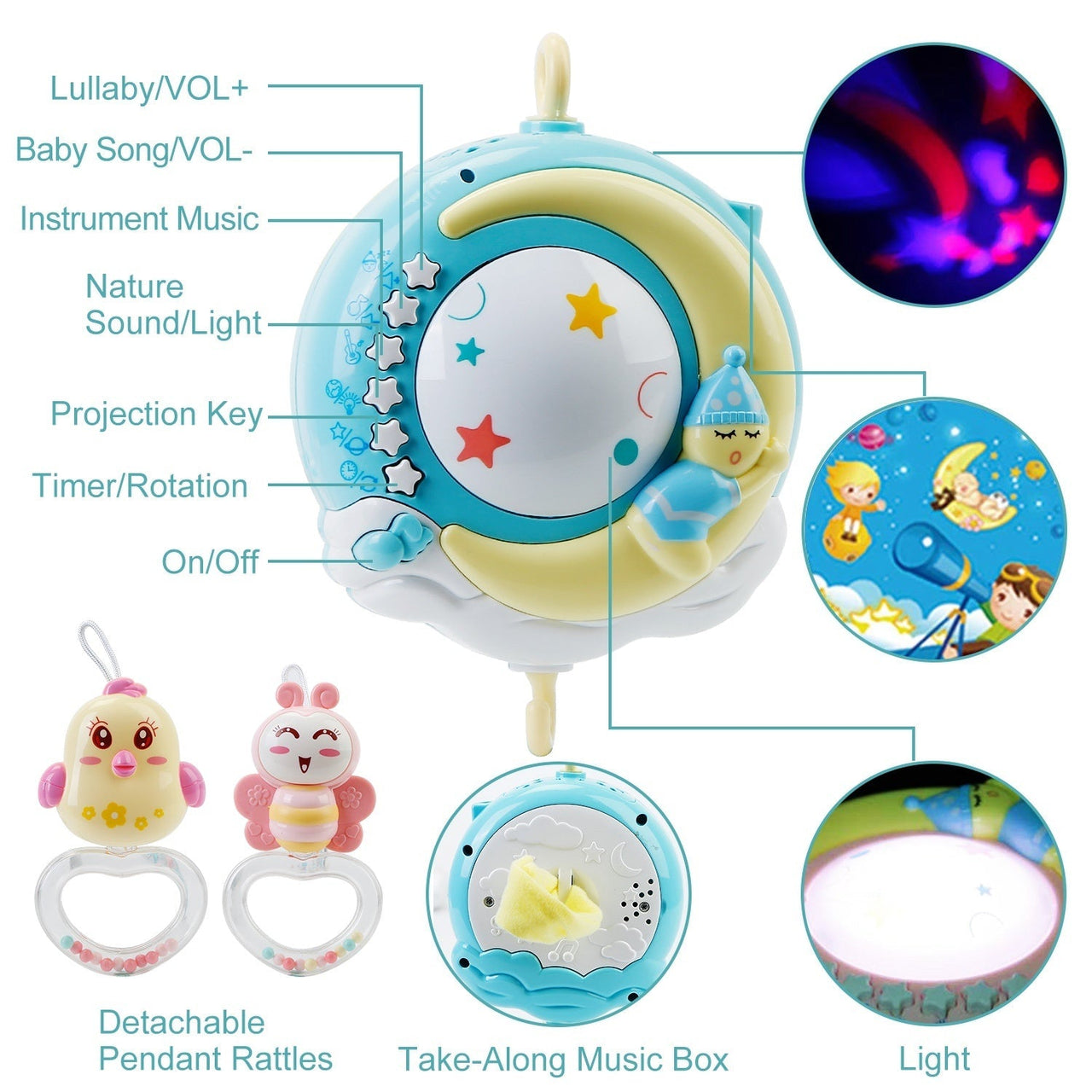 DreamStar Baby Mobile | Brings calm and magic to the cradle - Relaxing and stimulating toy