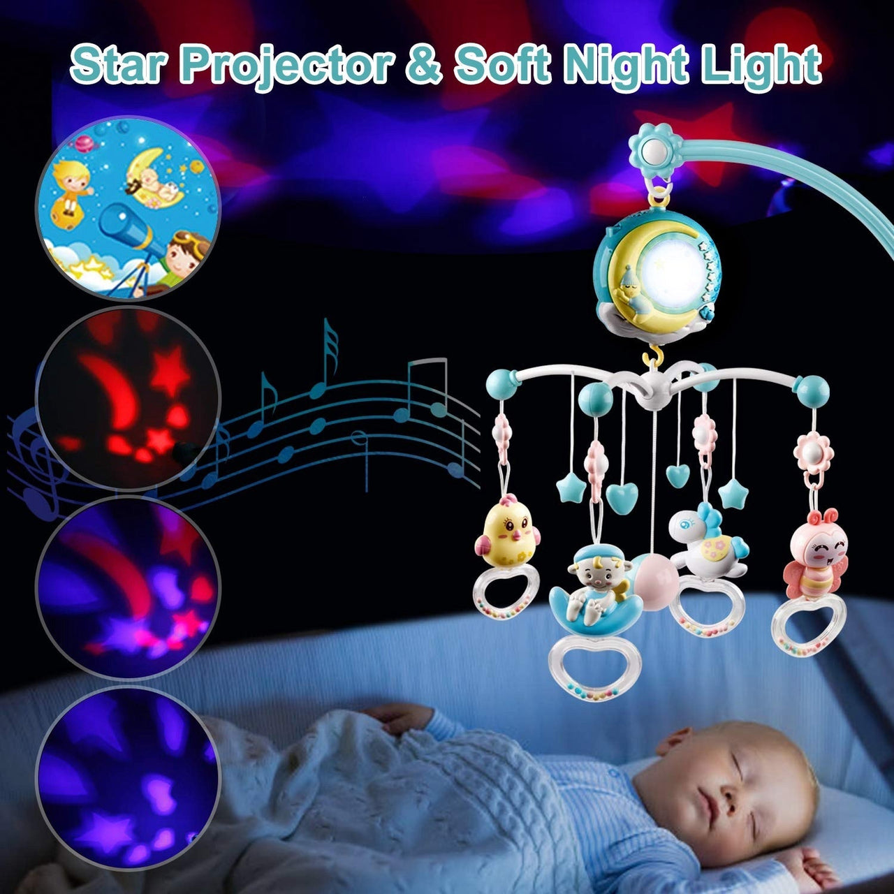 DreamStar Baby Mobile | Brings calm and magic to the cradle - Relaxing and stimulating toy