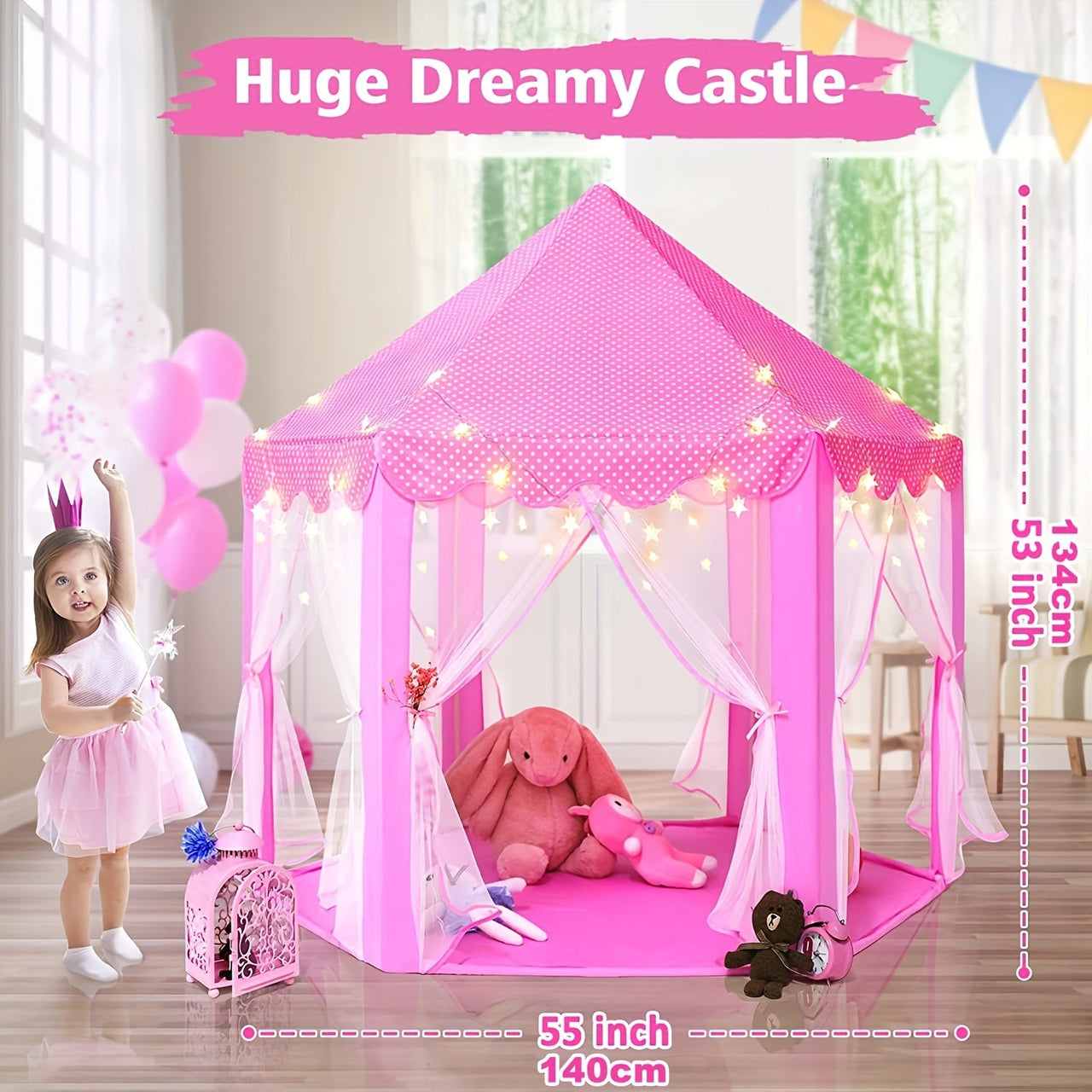 DreamDome | Czarująca zabawa - Różowy namiot księżniczki na magiczne przygody