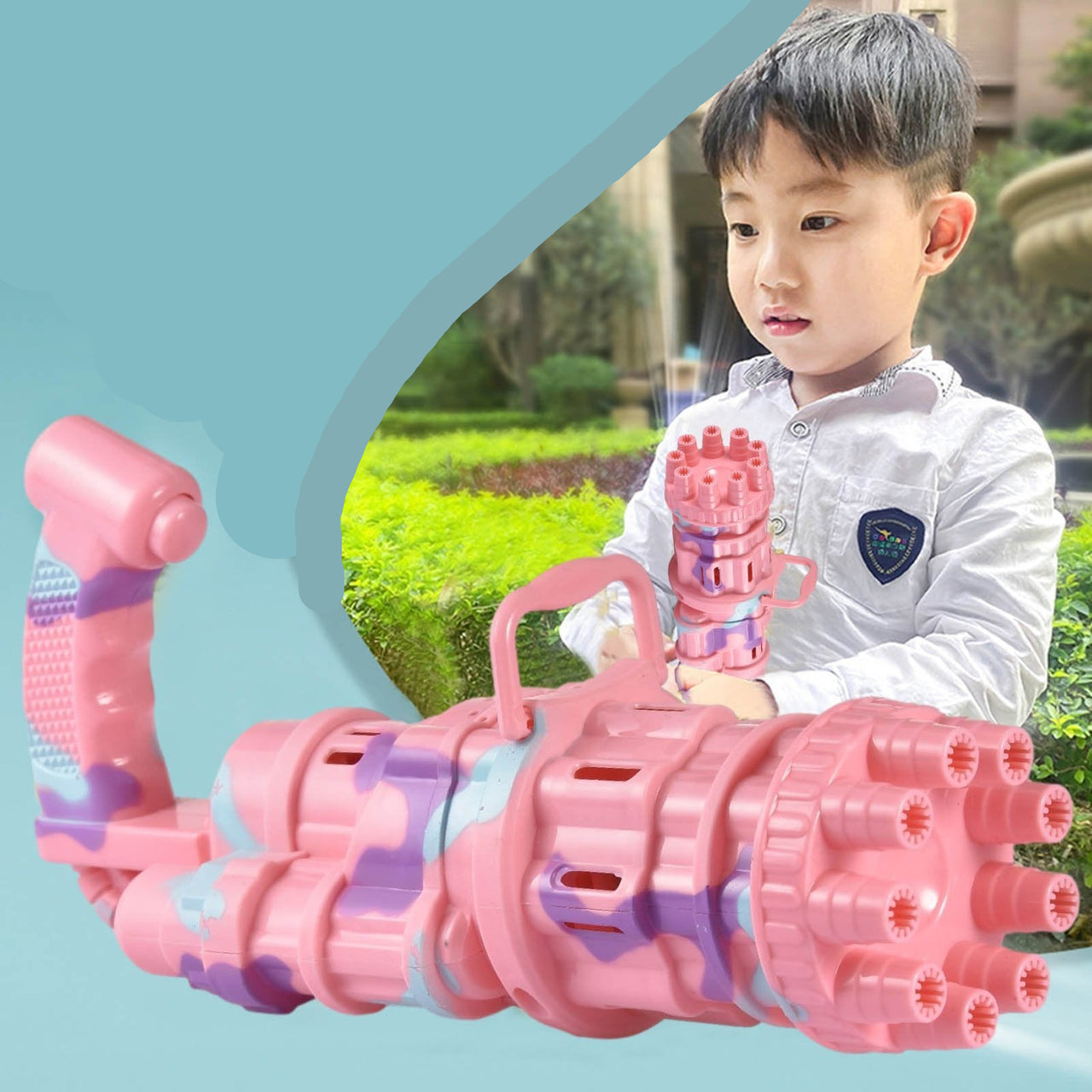 BubbleBlaster | Magiczne widowisko baniek - Automatyczny pistolet Gatling do baniek dla niekończącej się zabawy