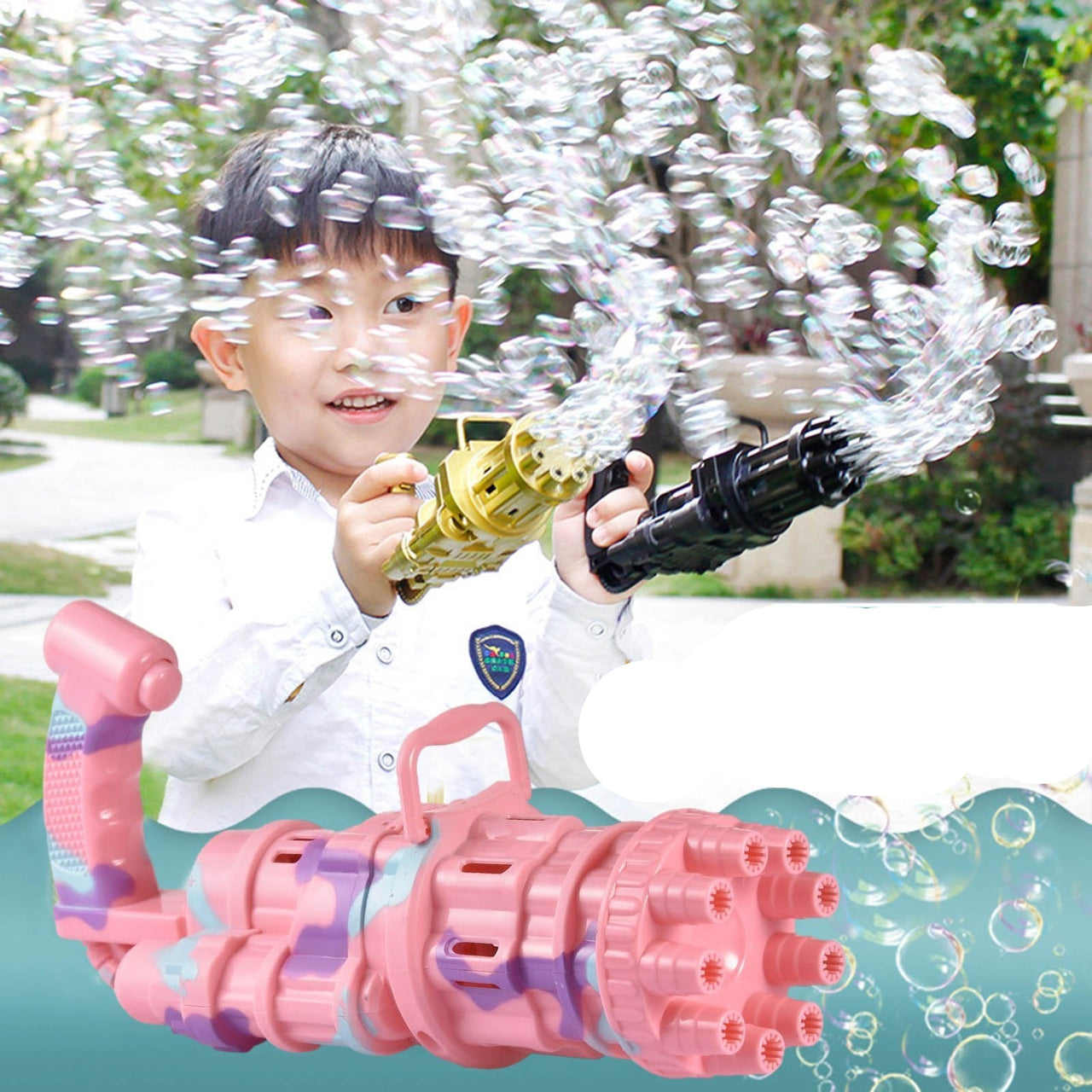 BubbleBlaster | Magiczne widowisko baniek - Automatyczny pistolet Gatling do baniek dla niekończącej się zabawy