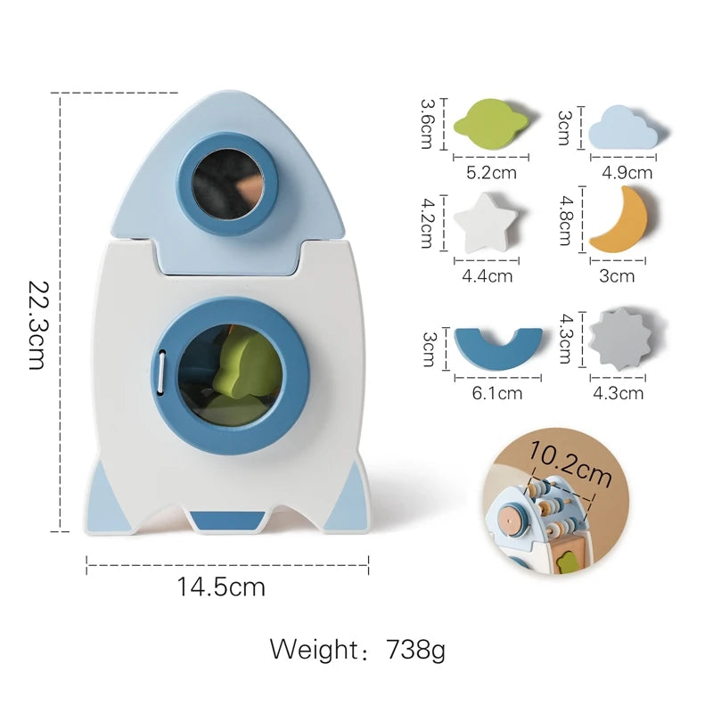 EcoToys SpaceBlocks | Educatie en Plezier - Houten Raket Blokken Set