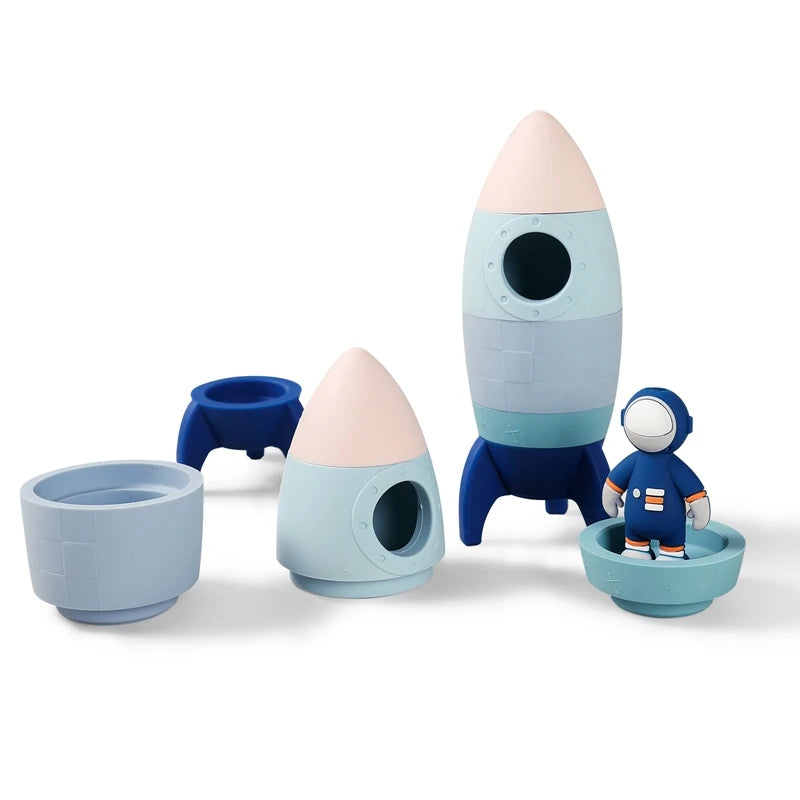 EcoToys SpaceBlocks | Educatie en Plezier - Houten Raket Blokken Set