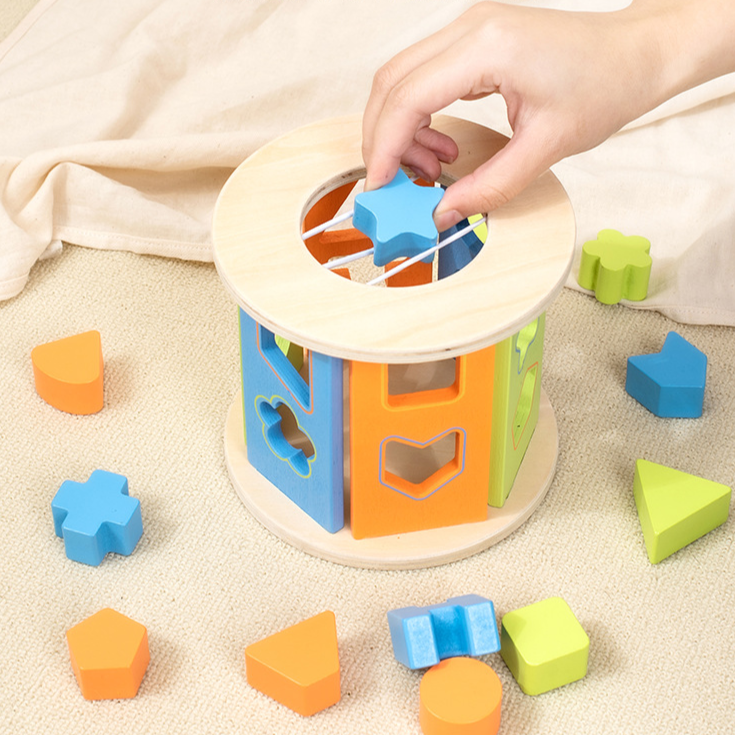 EcoToys Cubo de Brincar WoodBlock | Desenvolver competências - Brinquedo educativo de madeira