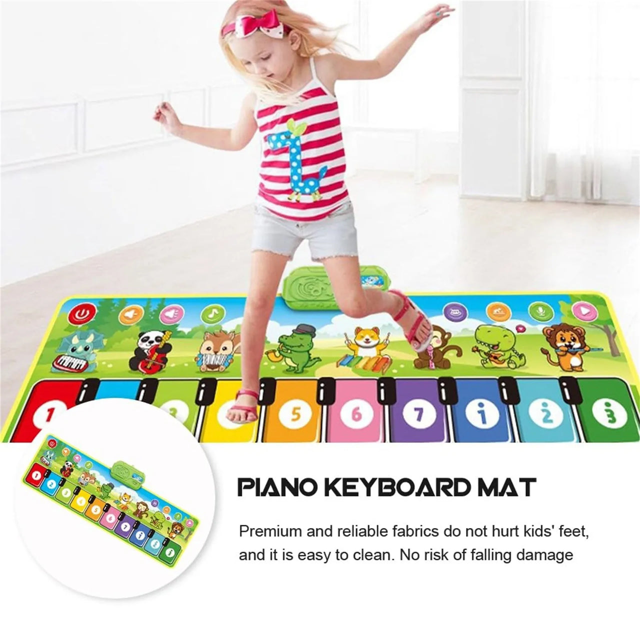 MelodieTanz | Musikalischer Spaß - Klavier Spielmatte mit 8 Instrumenten Geräuschen für Kleinkinder