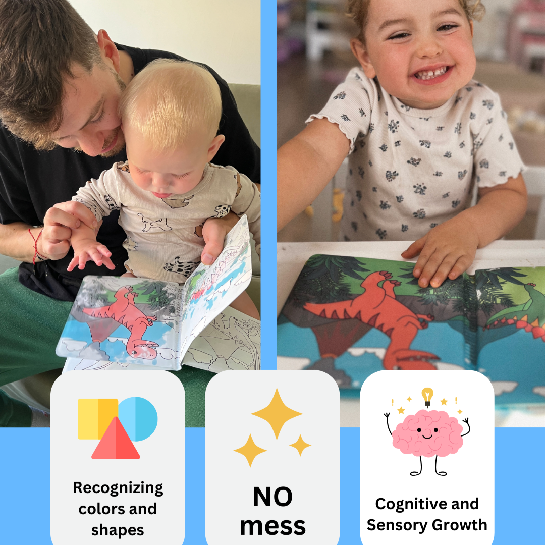 DinoSplash Watercolor Book | Make Every Bath Time an Adventure – Educational and Creative Coloring Fun with Water.