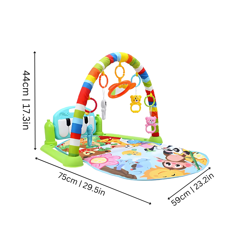 HarmonyPlay | Tapis de jeu pour bébé inspiré de la musique - Couverture d'activités 3-en-1 avec clavier de piano et jouet à pédale musicale