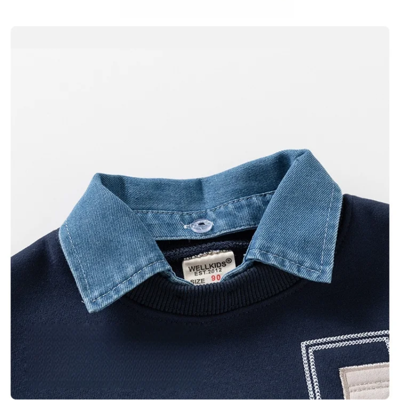 Sweatshirt Jongens Denim Kraag Gebreid | Casual