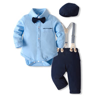 Thumbnail for Formele Babyset voor Jongens Bruine Broek met Bretels | Feestelijk
