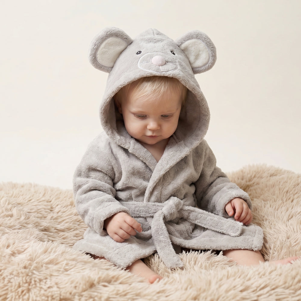 Milo & Moon Babybadjas | Haai & dieren hooded badjas 0-6 jaar – Knuffelig badplezier