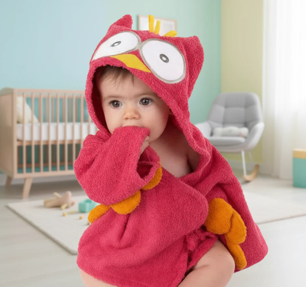 CozyNest badjas | Dierenprint badjas 70–110cm, 0–6 jaar – Zachte knuffelwarmte na het baden