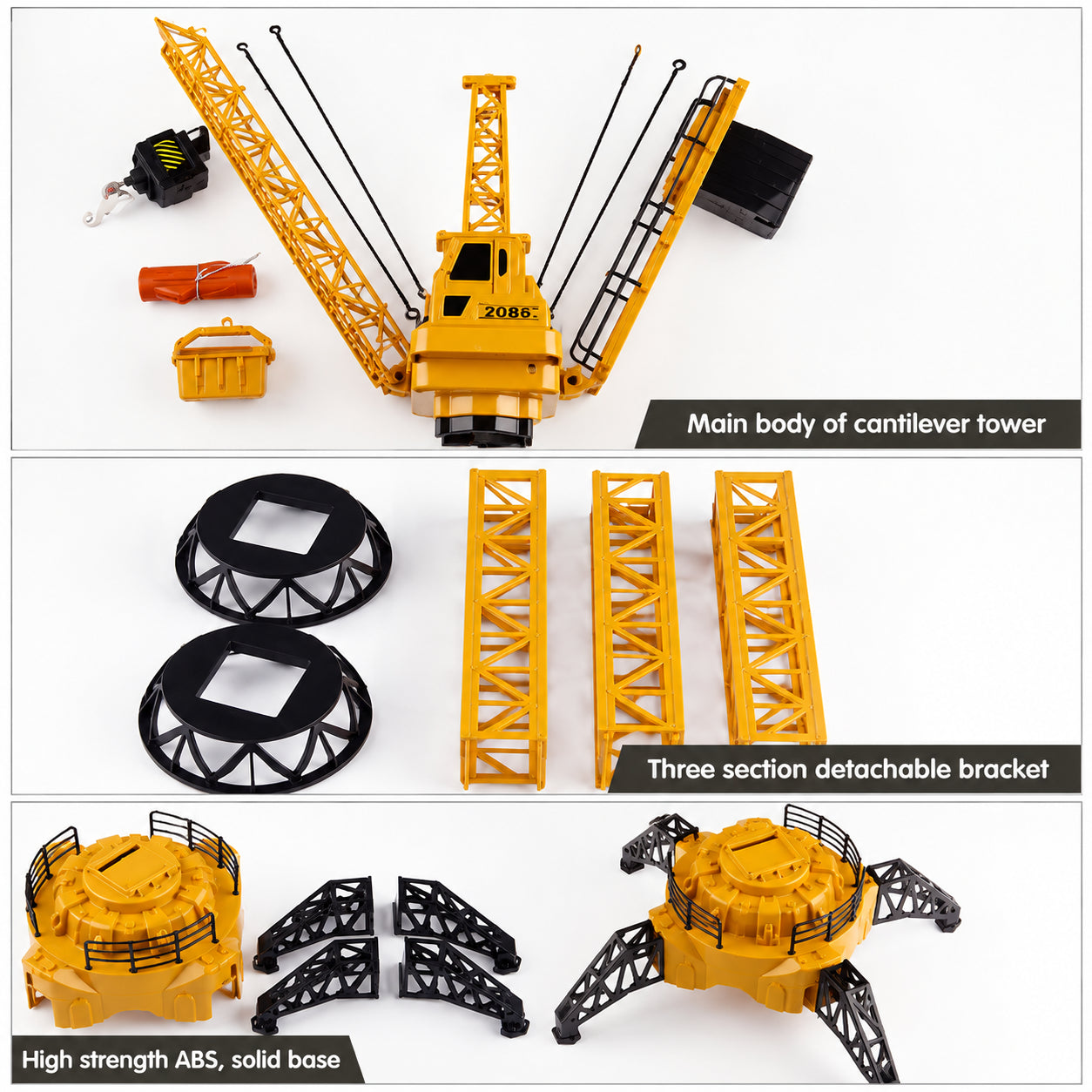 CranePro Torenkraan | RC afstandsbediening, LED-verlichting, 3+ – Bouw je eigen bouwplaats thuis
