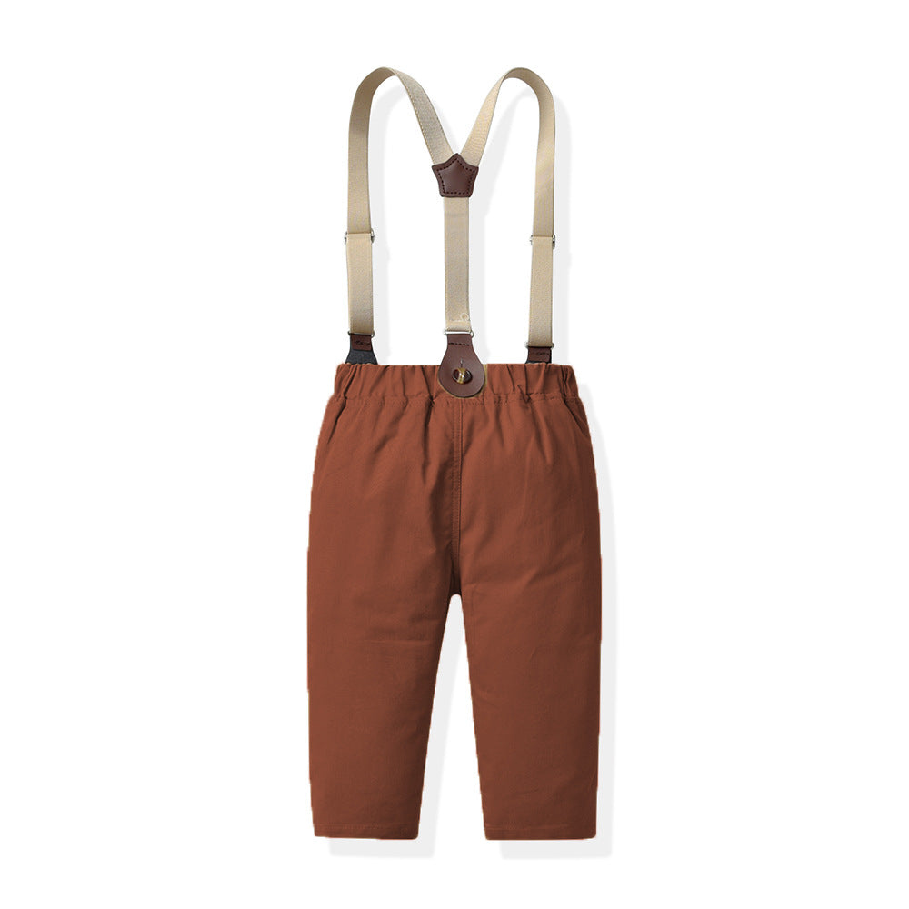 Formele Babyset voor Jongens Bruine Broek met Bretels | Feestelijk