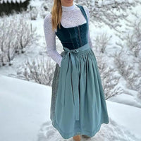 Thumbnail for Maxi dirndl dames met fluwelen corsage en vloeiende rok in pastelkleur, traditioneel Oktoberfest-ontwerp