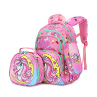 Thumbnail for Schooltas set dames eenhoorn driedelig met rugzak, lunchtas en etui in roze