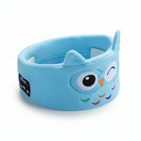 Thumbnail for CozyTunes draadloze dierenkop hoofdtelefoon voor kinderen in blauw uil design met speelse gezichtsuitdrukking